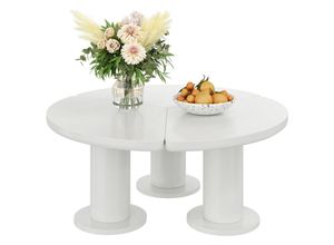 0763492777019 - Couchtisch Tisch Wohnzimmer Runder Couchtisch Moderner minimalistischer Couchtisch Weiß Sofatisch für Wohnzimmer Zylindrische Stützsäule 100 cm