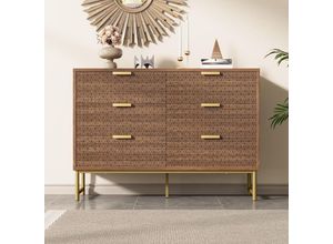 0763492777224 - Oihpaw - SideboardKüchenschrankAufbewahrungsschrankKommode im Retro-StilSideboard mit MetallgriffenKommode mit 6 SchubladenKippsicher120 x 40