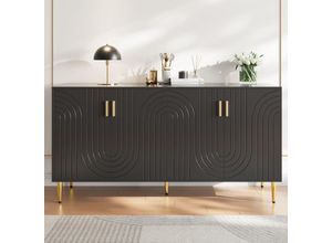 0763492777316 - Oihpaw - SideboardSchwarz Multifunktionale KommodeAufbewahrungsschrank für das KinderzimmerSchminktischSideboard mit 6 SchubladenVergoldete