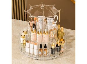 0763527799351 - 360° Drehbarer Make Up Organizer Transparent Schmink Kosmetik Organizers Große Kapazitätfür Kommode SchlafzimmerBadezimmer