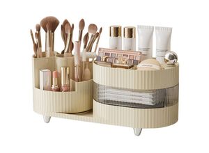 0763527802273 - Make up Kosmetik Organizer360° Drehbarer Make Up Pinsel OrganizerGroßer Kapazität Kosmetik Aufbewahrung mit SchubladenSchmink Organizer für