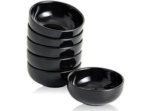 0763527803287 - Keramik Saucenschälchen60 ml Dipschalen Dip Sojasauce Mini-Sushi Schüssel SetKleine Dipp-Soja-Schalen Rund 6 Stück - Schwarz