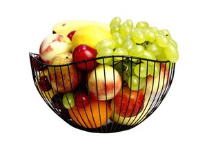 0763527803300 - Obstkorb mit Wellenform-Design Schwarze Obstschale Metall Obstaufbewahrungskorb Vintage Obstschüssel Multifunktionaler Obstkorb aus Eisen Deko