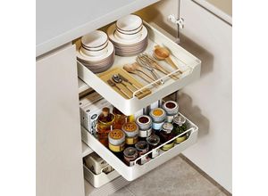 0763527803379 - Teleskopschublade Ausziehbare Schubladen Aufbewahrungsregale küchenschrank Organizer Ausziehbar mit Griff Ausziehbarer Schrank Organizer für