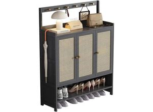 0763527805007 - Schuhschrank aus Kunststoff-Rattan für den Eingangsbereich Schuhschrank aus Bambus versteckter Schuhschrank für den Flur freistehendes Schuhregal