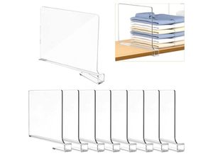 0763527805557 - 8 Stück Transparente Acryl-regaltrenner Multifunktionaler Shelf Divider 30x20cm Regalteiler Kleiderschrank Trenner für Schlafzimmer Küche Schränke