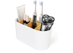 0763527805908 - Sinbinta - Zahnbürstenhalter mit Bambus Trennwänden für Badezimmer Toothbrush Holder mit Rutschfester Basis Zahnbürsten Organizer mit 4