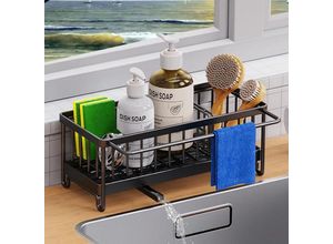 0763527809500 - Sinbinta - Spülbecken Organizer SchwarzKüchen Sink Caddy OrganizerSchwammhalter mit Selbstentleerender AblaufwanneWaschbecken Organizer