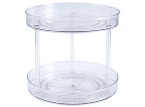 0763755546567 - Doppellagiger transparenter drehbarer Organizer 360° drehbarer Küchengewürzhalter Make-up-Etui Lazy Susan Drehteller transparent groß