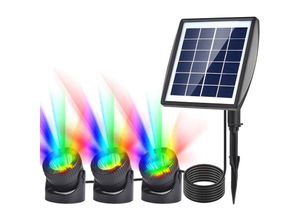 0763755547489 - Solarstrahler wasserdicht solarbetrieben LED-Licht für Gartenteich 12 Farben wechselnde Hinterhof-Rasenbeleuchtung Sicherheits-Landschaftslampe