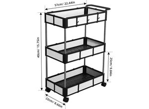 0763755564752 - Support de rangement pour chariot support de rangement pour cuisine trois couches noir