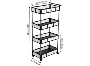 0763755564769 - Trolley-Lagerregal vierlagig schwarz