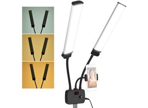 0763755583548 - Flexibles LED-Fülllicht mit zwei Armen zweifarbig dimmbar Beauty-LED-Videoleuchten 3200K-4500K-5600K 3 Beleuchtungsmodi 45W mit Telefonhalter