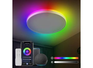 0764179998239 - 24W Smart led Deckenlampe Ø30CM 2800LM rgb Wifi Deckenleuchte mit Fernsteuerung rgb Steuerbar via App Kompatibel mit Alexa und Google Assistant für