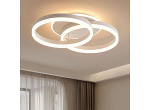 0764179998963 - Amdelne - led Deckenlampe Wohnzimmer 50cm 2-Ringen Design 36W Deckenleuchte Moderne mit Fernbedienung Dimmbar aus Metall+AcrylMit Nachtlicht