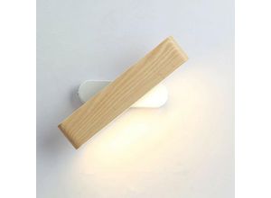 0764742745925 - Wandleuchte led Wandlampe Innen Holz Wandbeleuchtung 360° Drehbare Wandlicht für Wohnzimmer Schlafzimmer Treppenhaus Flur Warmweiß Nachttischlampe