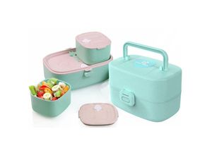 0765053383653 - Lunchbox Lunchbox Bentobox für Kinder Löffelgabel Lunchbehälter 3-integrierte 860ml Nachhaltige Brotdose mit Fächern Lebensmittel-safe Materialien