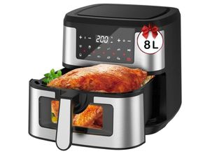 0765053384063 - Heißluftfritteuse 8L Ohne Öl Air Fryer 1600W Heizluft Fritteuse led Touchscreen Airfryer Einstellbare Zeit Temperaturregelung für Luftbraten Braten