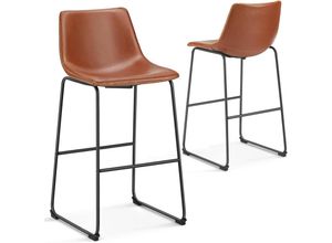 0765053385756 - Barhocker 2er Set Moderner Stil Barstuhl mit Sitzkissen Aus Pu-leder Und Metallbein Bar Stool mit lehne 76 cm Geeignet für Die Bar Die Küche und