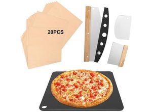 0765279196075 - Gftime - Pizza Zubehör Backstahl rechteckig und massiv Gleichmäßige Wärmeverteilung - Für Pizza Flammkuchen Baguette oder Brot Pizzastein Set für