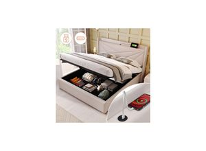 0765351586640 - Polsterbett 140x200 cm Boxspringbett mit Seitliche & Kopfteil Lagerung led Beleuchtung & usb Steckdose Bettgestell mit Lattenrost Bettkasten 0765351586640 - Polsterbett 140x200 cm Boxspringbett mit Seitliche & Kopfteil Lagerung led Beleuchtung & usb Steckdose Bettgestell mit Lattenrost Bettkasten