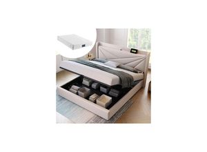 0765351586688 - Polsterbett 160x200 cm Boxspringbett mit Seitliche & Kopfteil Lagerung led Beleuchtung & usb Steckdose Bettgestell mit Lattenrost Bettkasten