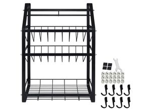 0765351587104 - Hengmei - Aquarium-Kühler Kühlgebläse Gewürzregal 4 Etagen Küchenregal aus Metall mit 8 Haken Ohne Bohren Spice Rack Küchenarbeitsplatte Organizer