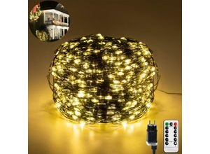 0765351637915 - UISEBRT Lichterkette aus Kupferdraht Drahtlichterkette 100M 1000 LEDs mit Fernbedienung Timer Lichterkette Innen Lichterkette Außen 8 Modi IP44