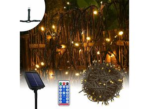 0765351638080 - UISEBRT 30m Solar Lichterkette 300 LEDs 8 Modi Kupferdraht Solarlichterkette Wasserdicht IP44 Lichterkette Außen Weihnachtsbeleuchtung mit