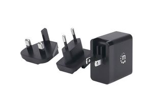 0766623102278 - Wall Power GaN Charger (UK USA and Euro 2-pin) USB-C Port up to 65W   3A GaN (Galium Nitride) tech & PI chipset for maximum charging efficiency Interchangeable Plugs Black Three Year Warranty Box - Netzteil - 65 Watt