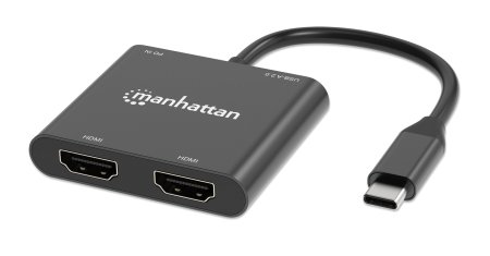 0766623154321 - MANHATTAN USB-C PD auf Dual-HDMI-Monitor-Adapter für Laptop und Tablet