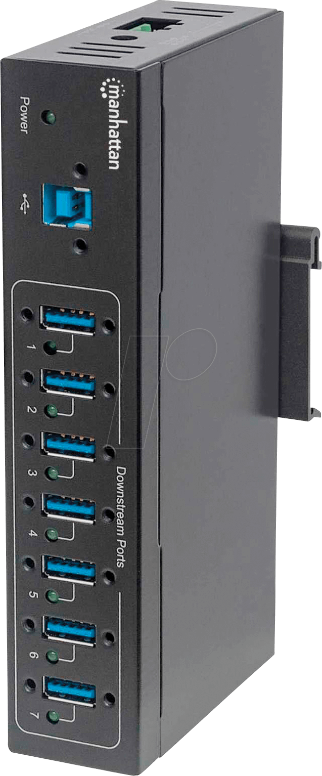 0766623164405 - 164405 7 Port USB 32 Gen 1-Hub (USB 30) Metallgehäuse für industrielle Anwendungen zur Wandmontage Schwarz