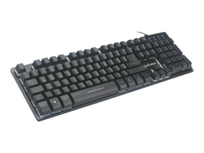 0766623178457 - Manhattan Gaming USB Keyboard Metal Base Edition 12 Function Keys Rainbow-LED Backlighting 19 Anti-Ghost Key Caps IPX4 (Splashproof) Rating USB-A Black Retail Box (German layout) - Tastatur - hintergrundbeleuchtet - USB - QWERTY - Schwarz