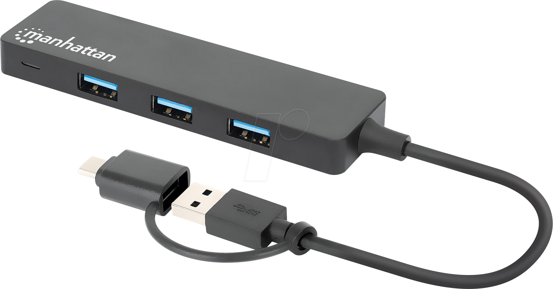 0766623180863 - MANHATTAN 180863 - USB 30 4 Port Hub 4x USB-A USB A C Adapter