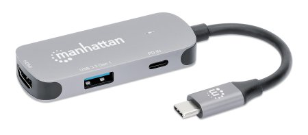 0766623190299 - MANHATTAN USB-C auf HDMI (4K@60Hz) 3-in-1 Docking-Konverter mit Power Delivery