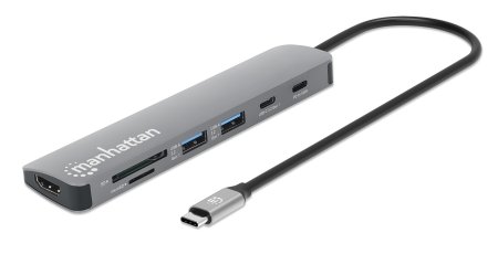 0766623190442 - MANHATTAN USB-C PD auf HDMI 7-in-1 4K Dockingstation   Multiport Hub