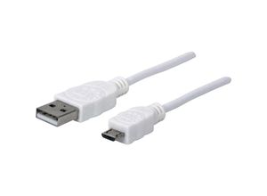 0766623323987 - USB-Kabel usb 20 usb-a Stecker USB-Micro-B Stecker 100 m Weiß UL-zertifiziert 323987 - Manhattan