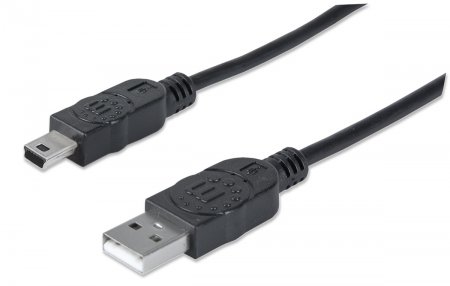 0766623333375 - USB-Kabel usb 20 usb-a Stecker USB-Mini-B Stecker 180 m Schwarz vergoldete Steckkontakt - Manhattan