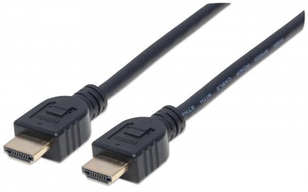 0766623353939 - Manhattan HDMI Cable with Ethernet (CL3 rated suitable for In-Wall use) 4K@60Hz (Premium High Speed) 2m Male to Male Black Ultra HD 4k x 2k In-Wall rated Fully Shielded Gold Plated Contacts Lifetime Warranty Polybag - HDMI-Kabel mit Eth