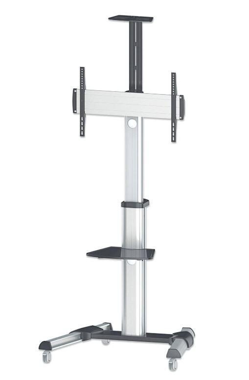 0766623461245 - Manhattan TV & Monitor Mount Trolley Stand 1 screen Screen Sizes 37-65 Silver VESA 200x200 to 600x400mm Max 50kg LFD Lifetime Warranty - Wagen - für Flachbildschirm   AV-System   Kamera - Schwarz Silber