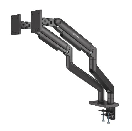 0766623462587 - MANHATTAN Tischhalterung mit mechanischer Feder und besonders hoher Traglast für zwei Monitore Aluminium