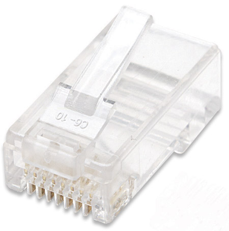 0766623502399 - neu 100er-Pack Cat5e RJ45-Modularstecker UTP 3-Punkt-Aderkontaktierung für Massivdraht 100 Stecker pro Becher 502399 Crimpkontakt Polzahl