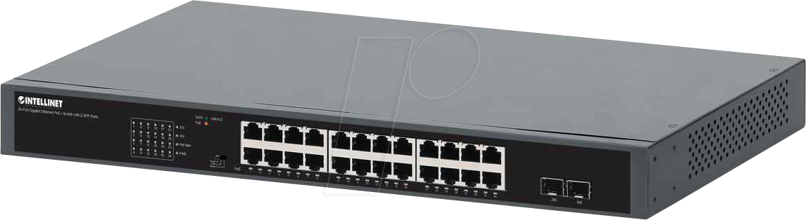 0766623561907 - 24-Port Gigabit PoE+ Switch mit 2 SFP Ports 370 W Powered Device Monitor 19 19 Zoll Netzwerk-Switch 10   100   1000 MBit s IEEE8023af (154 W)