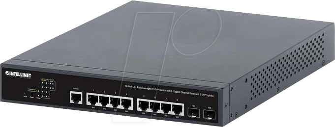 0766623562003 - INTELLINET 10-Port L2+ Fully Managed PoE++ Switch mit 8 Gigabit Ethernet-Ports und 2 SFP-Uplinks