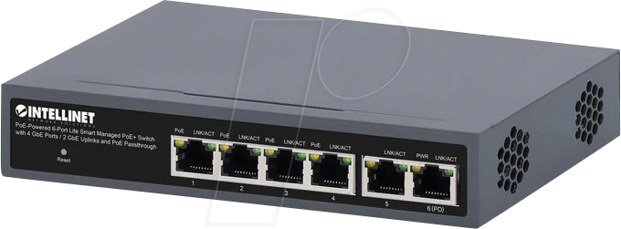 0766623562034 - INT 562034 - Switch 6-Port Gigabit Ethernet PoE+