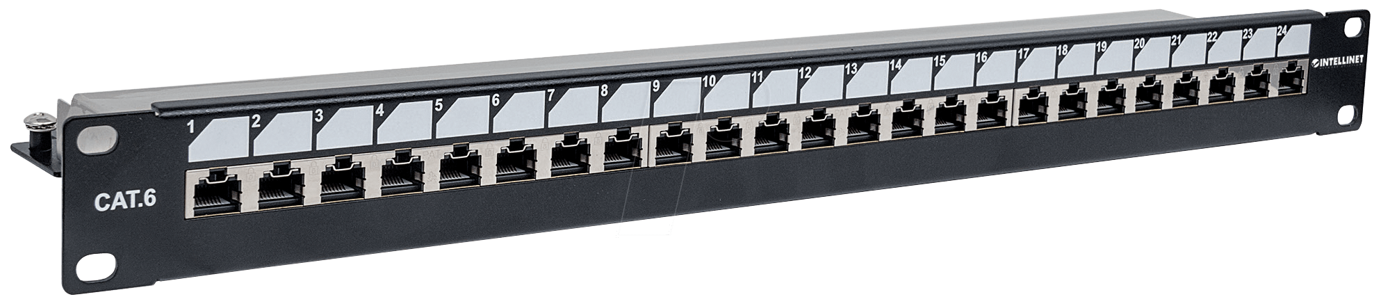 0766623720564 - INTELLINET Abschließbares 24Port 19 Cat6 Patchpanel UTP 1HE 24 Port Netzwerk-Patchpanel 483 mm (19) CAT 6 1 HE Bestückt