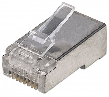 0766623790529 - 790529 100er-Pack Cat5e RJ45-Modularstecker Pro Line STP 3-Punkt-Aderkontaktierung für Litzen- und Massivdraht 100 Stecker im Becher 50 µ