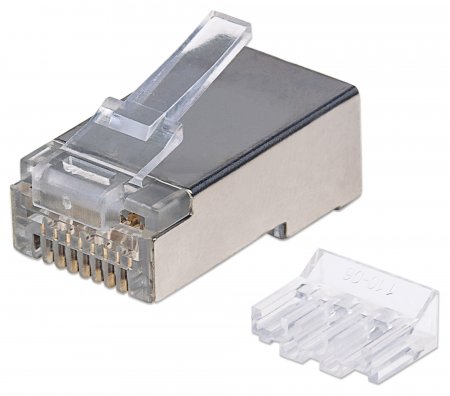 0766623790680 - 790680 90er-Pack Cat6A RJ45-Modularstecker STP 3-Punkt-Aderkontaktierung für Massivdraht 90 Stecker im Becher 790680 Crimpkontakt Polzahl