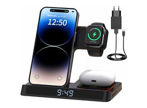 0768517619558 - Ladestation 4 in 1 Induktive Ladegerät Kabellose Wireless Charger Induktions-Ladegerät (Wireless Charger Induktive Ladestation 18W für Apple iWatch