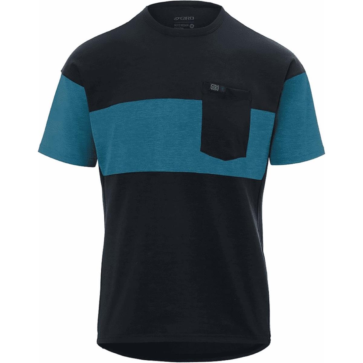 0768686445491 - Sommer Ride Jersey Schwarz Blau XL aus recyceltem Polyester Merino mit Relaxed Fit